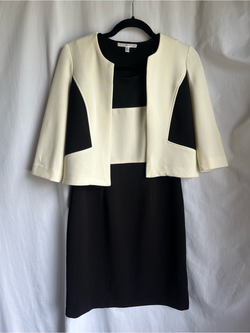 Studio One Black and Cream Midi Dress with Cropped Jacket vintage Y2K